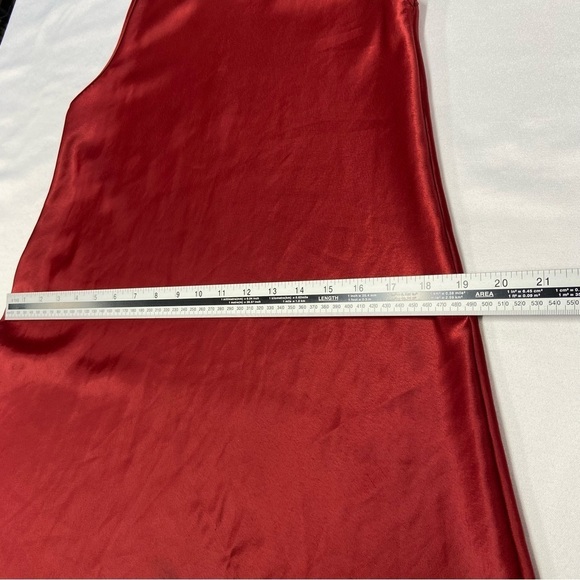 Vintage Red Satin Slip Dress Appliquéd Daisy Trim Midi 1 Tiny Flaw Size Small - Picture 9 of 14